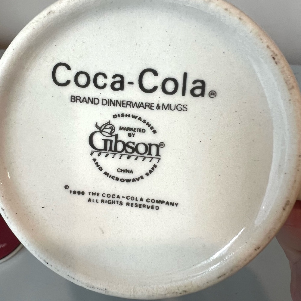 1996 Coca Cola Set Of 4 Tea Coffee Mug Cup Gibson 16oz Red White Classic Vintage - Picture 4 of 8